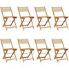 Hopfällbara trädgårdsstolar 8 st beige massivt akaciaträ vidaXL – miniatyr 2