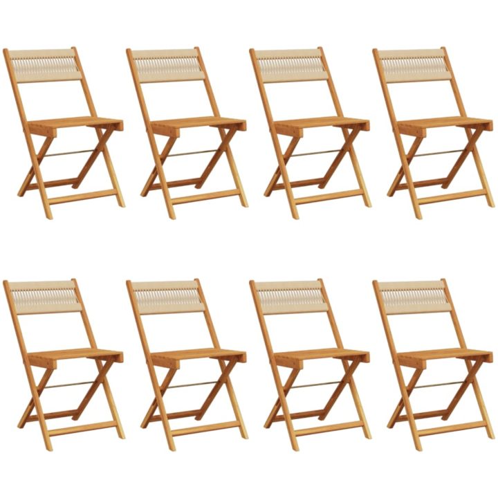 Hopfällbara trädgårdsstolar 8 st beige massivt akaciaträ vidaXL – bild 2