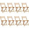 Hopfällbara trädgårdsstolar 8 st beige tyg och massivt trä vidaXL – miniatyr 2