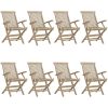 Hopfällbara trädgårdsstolar 8 st grå 56x61x89 cm massiv teak vidaXL – miniatyr 2