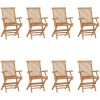 Hopfällbara trädgårdsstolar 8 st massiv teak vidaXL – miniatyr 1
