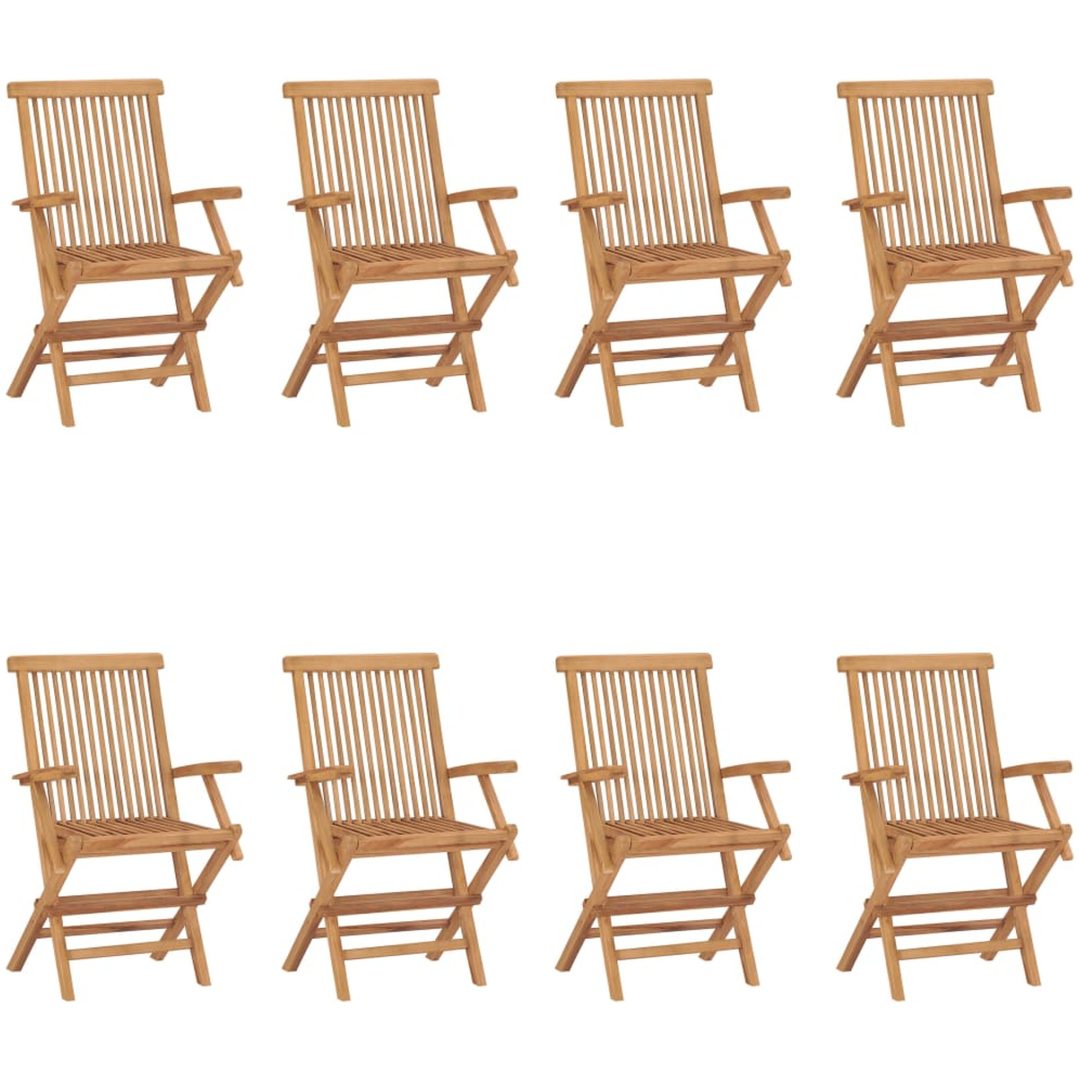 Hopfällbara trädgårdsstolar 8 st massiv teak vidaXL