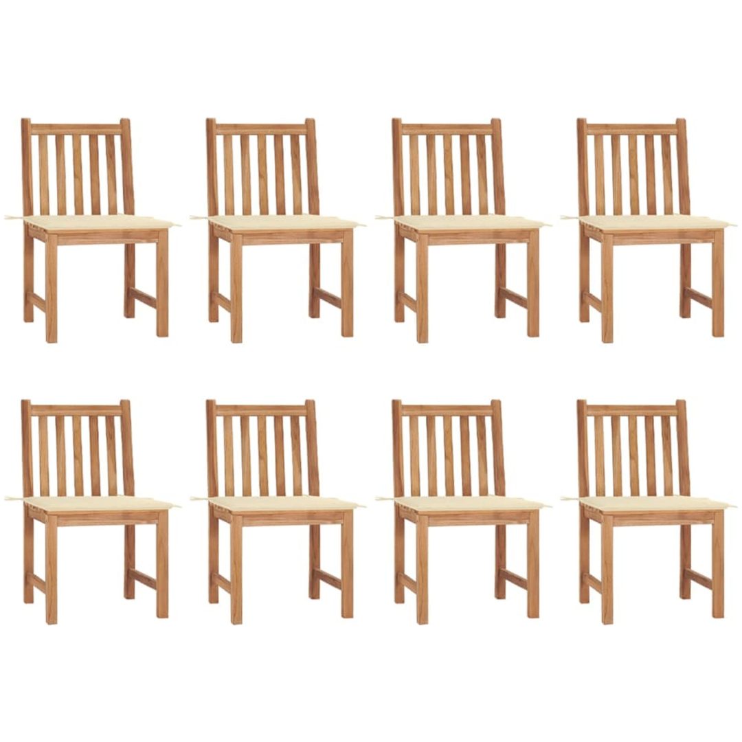 Hopfällbara trädgårdsstolar 8 st med dynor massiv teak vidaXL