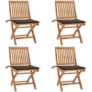 Hopfällbara trädgårdsstolar med dynor 4 st massiv teak vidaXL