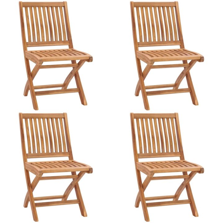 Hopfällbara trädgårdsstolar med dynor 4 st massiv teak vidaXL – bild 3