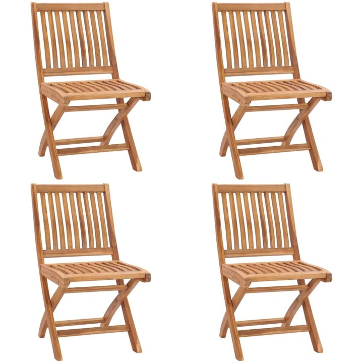 Hopfällbara trädgårdsstolar med dynor 4 st massiv teak vidaXL – bild 3