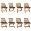 Hopfällbara trädgårdsstolar med dynor 8 st massiv teak vidaXL – miniatyr 1