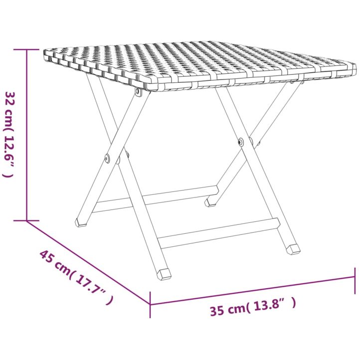 Hopfällbart bord brun 45x35x32 cm konstrotting vidaXL – bild 7