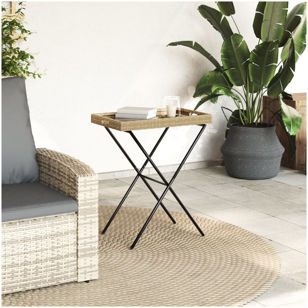 Hopfällbart brickbord beige 65x40x75 cm konstrotting vidaXL – bild 3