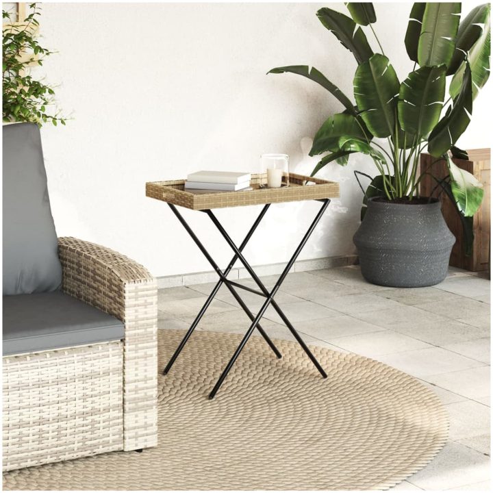 Hopfällbart brickbord beige 65x40x75 cm konstrotting vidaXL – bild 3