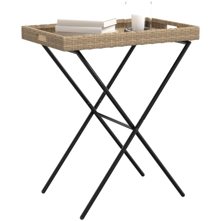 Hopfällbart brickbord beige 65x40x75 cm konstrotting vidaXL – bild 4