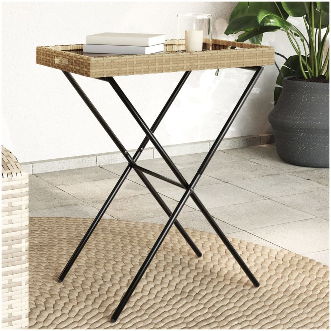 Hopfällbart brickbord beige 65x40x75 cm konstrotting vidaXL
