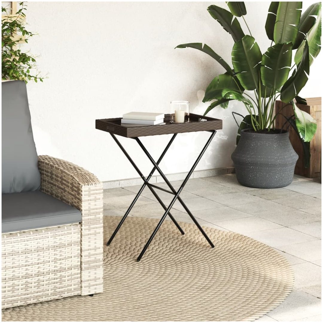 Hopfällbart brickbord brun 65x40x75 cm konstrotting vidaXL – bild 3