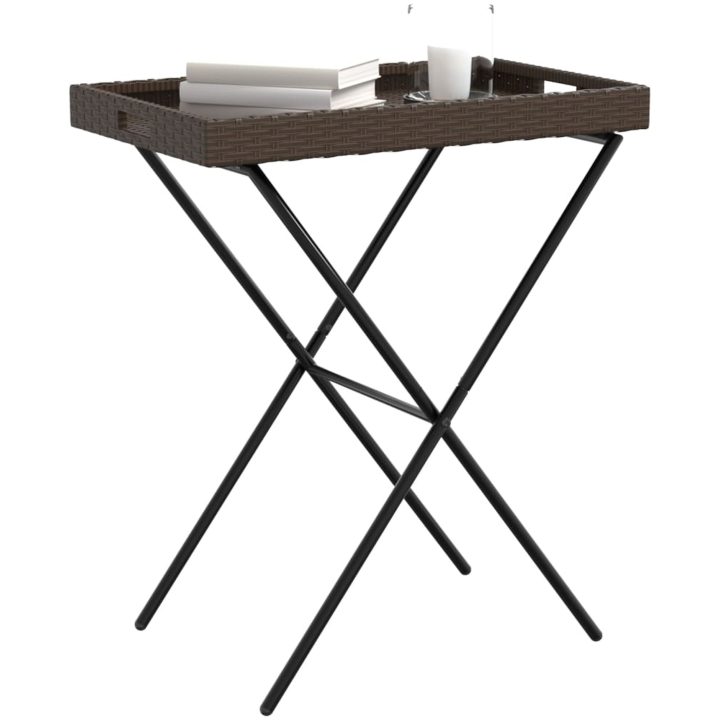 Hopfällbart brickbord brun 65x40x75 cm konstrotting vidaXL – bild 4