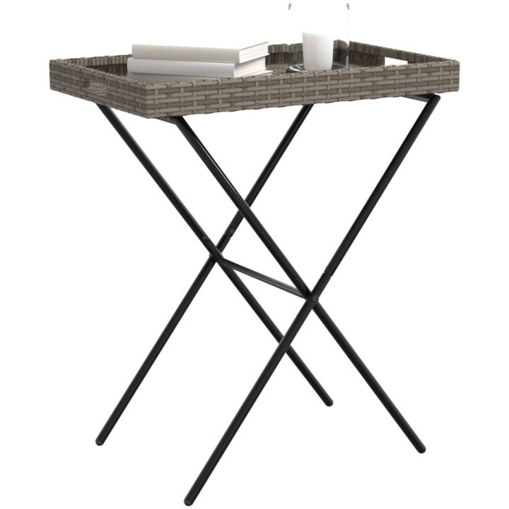 Hopfällbart brickbord grå 65x40x75 cm konstrotting vidaXL – bild 4