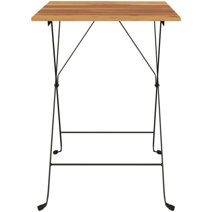 Hopfällbart cafébord 55x54x71 cm massiv teak och stål vidaXL – bild 3