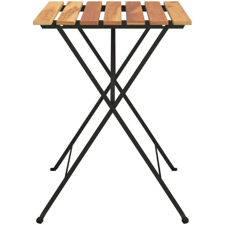 Hopfällbart cafébord 55x54x71 cm massiv teak och stål vidaXL – bild 4
