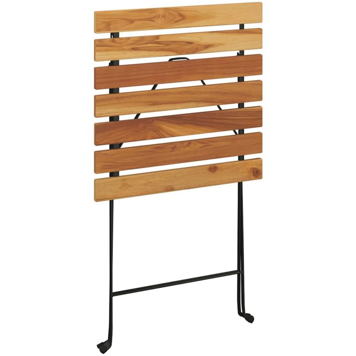 Hopfällbart cafébord 55x54x71 cm massiv teak och stål vidaXL – bild 6