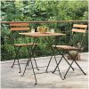 Hopfällbart cafébord 55x54x71 cm massiv teak och stål vidaXL – miniatyr 1