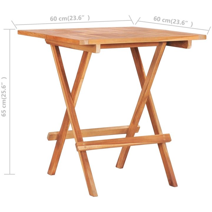 Hopfällbart cafébord 60x60x65 cm massiv teak vidaXL – bild 7