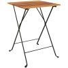 Hopfällbart caféset 3 delar massiv teak och stål vidaXL – miniatyr 5