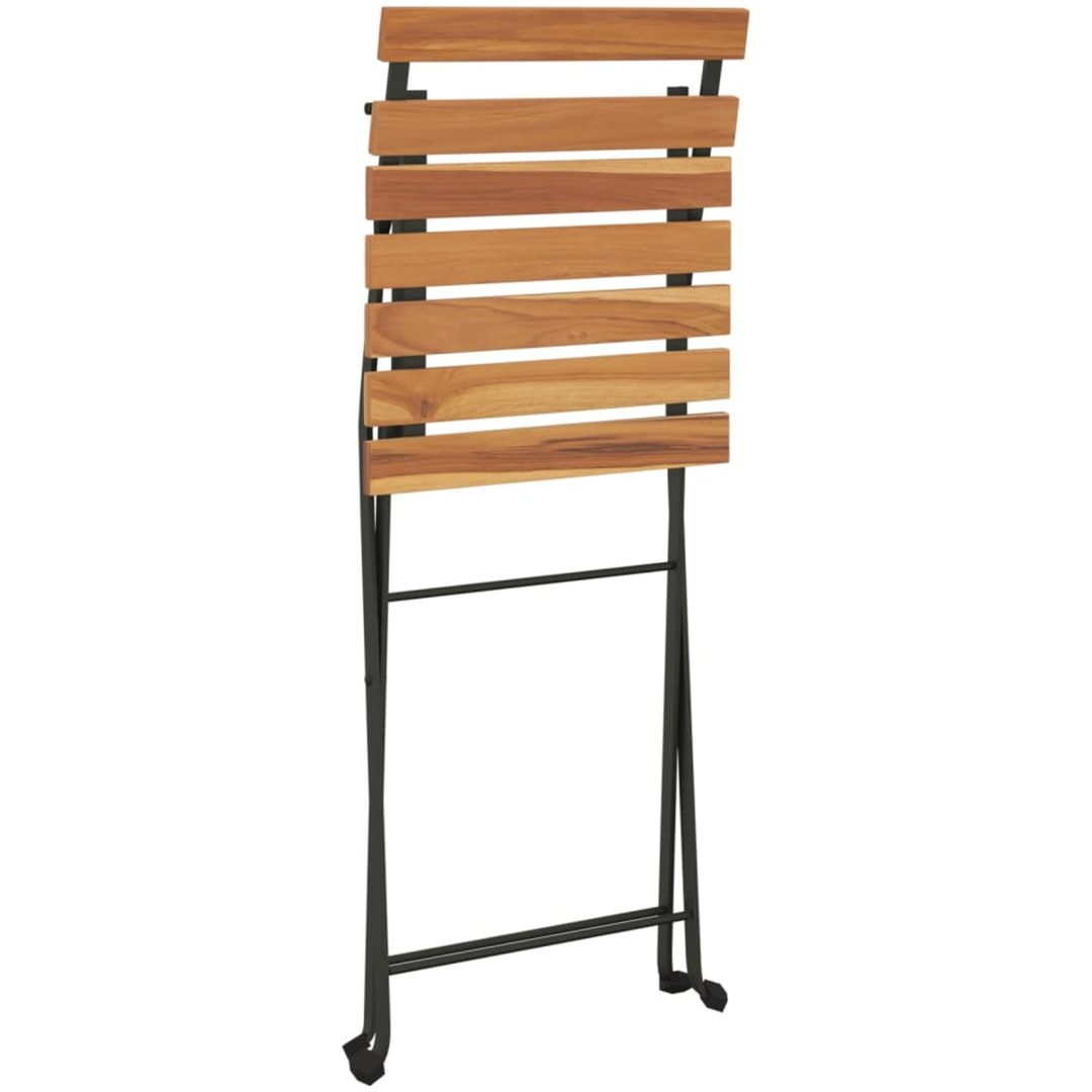 Hopfällbart caféset 3 delar massiv teak och stål vidaXL – bild 6
