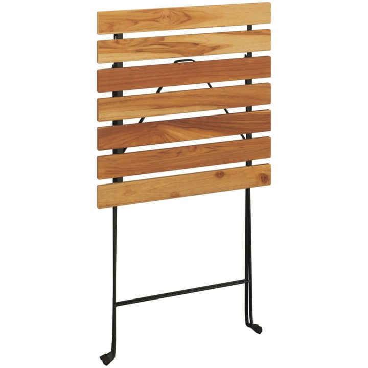 Hopfällbart caféset 3 delar massiv teak och stål vidaXL – bild 7