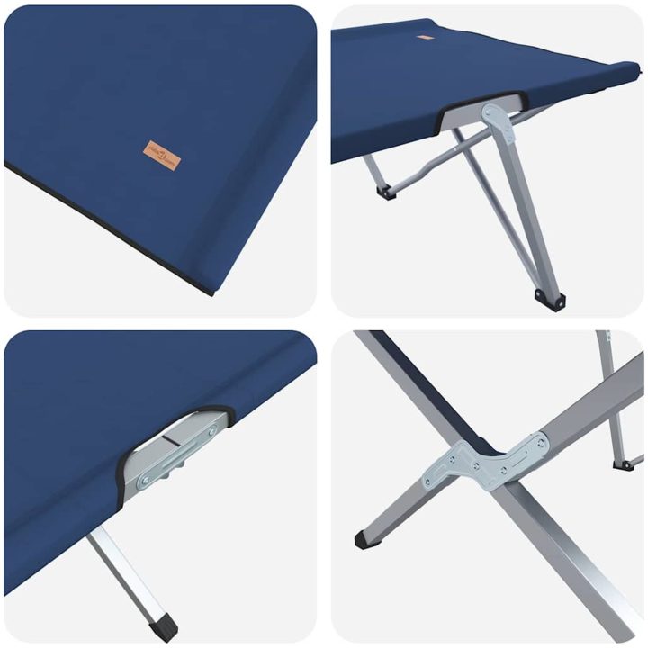 Hopfällbart Camping Sängset Blå Tyg och Metall Hopfällbar vidaXL Compact – bild 9