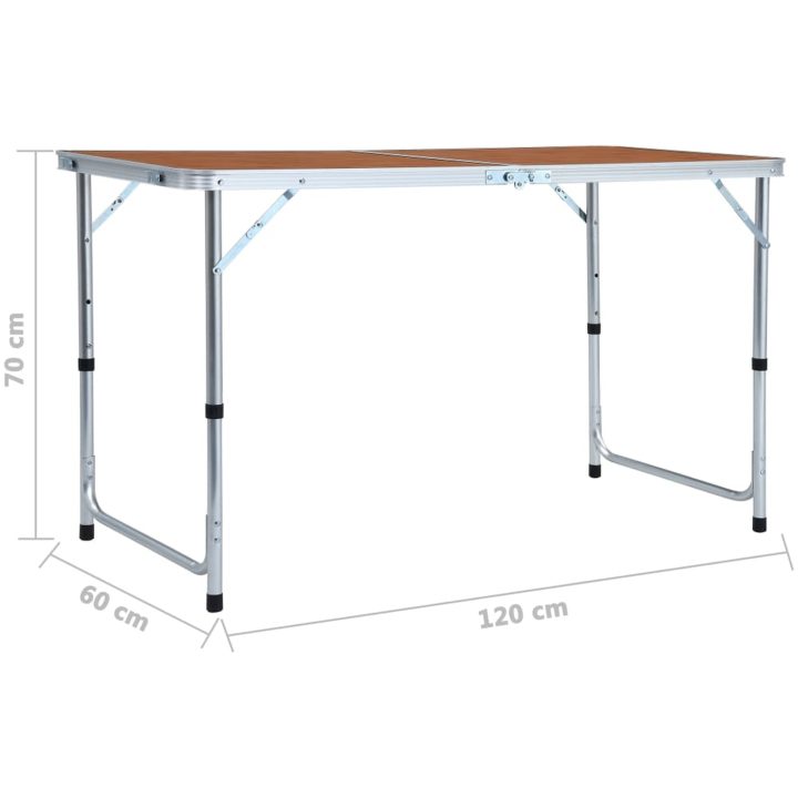 Hopfällbart campingbord aluminium vidaXL 120 x 60 cm – bild 9