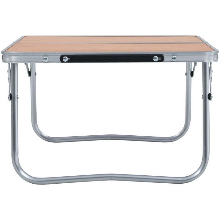 Hopfällbart campingbord brun aluminium 60x40 cm vidaXL – bild 3