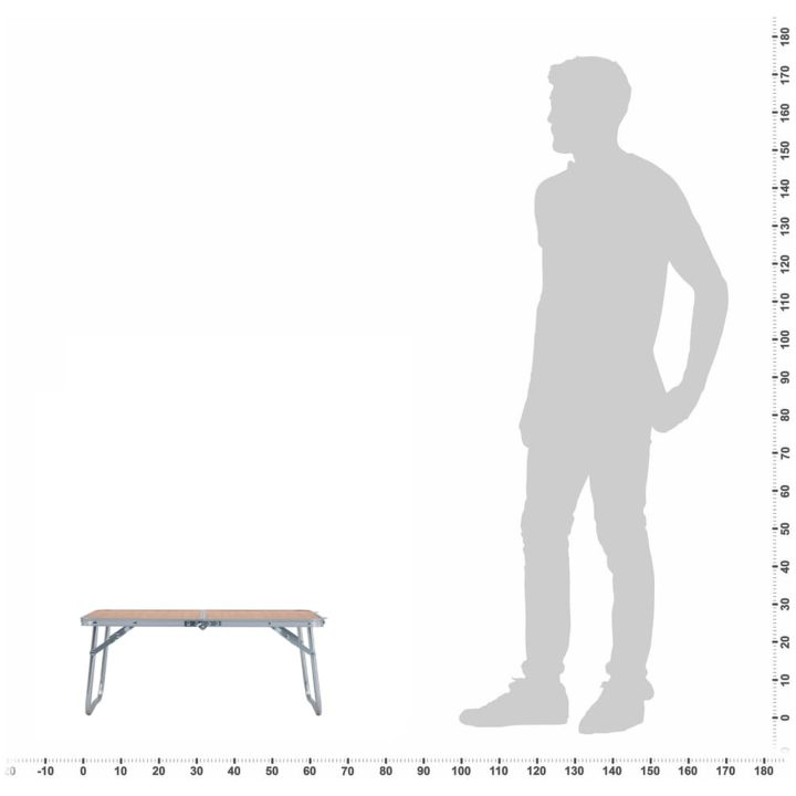 Hopfällbart campingbord brun aluminium 60x40 cm vidaXL – bild 7