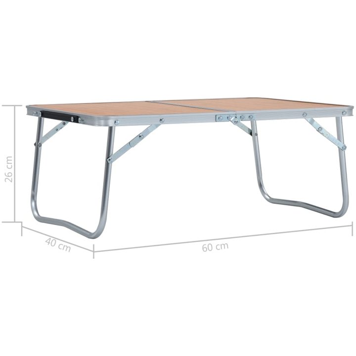Hopfällbart campingbord brun aluminium 60x40 cm vidaXL – bild 8