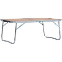 Hopfällbart campingbord brun aluminium 60x40 cm vidaXL