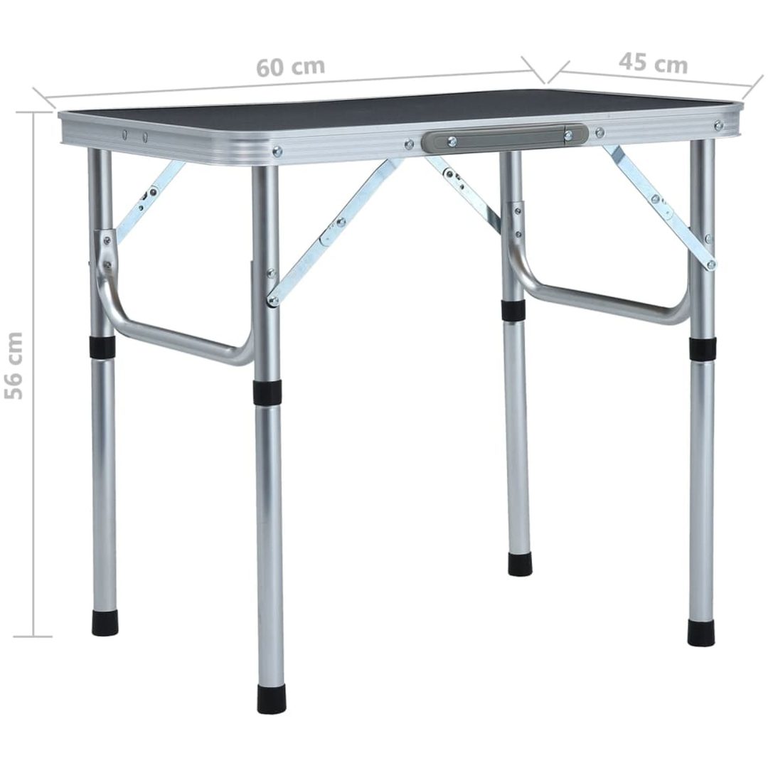 Hopfällbart campingbord grå aluminium 60x45 cm vidaXL – bild 7