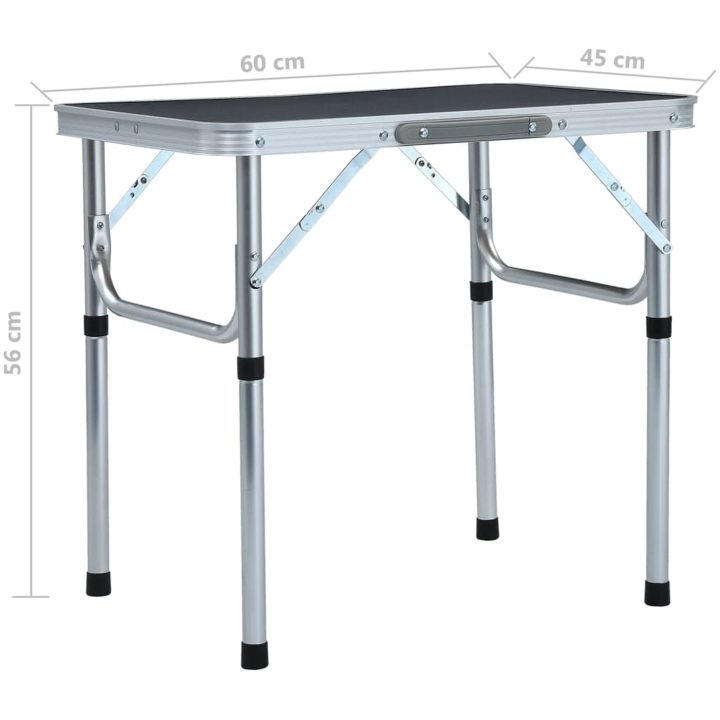 Hopfällbart campingbord grå aluminium 60x45 cm vidaXL – bild 7