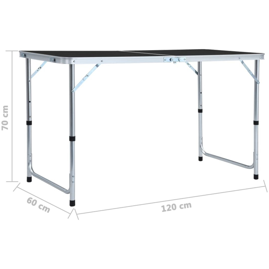 Hopfällbart campingbord grå aluminium vidaXL 120 x 60 cm – bild 9