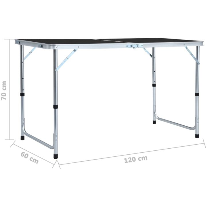 Hopfällbart campingbord grå aluminium vidaXL 120 x 60 cm – bild 9