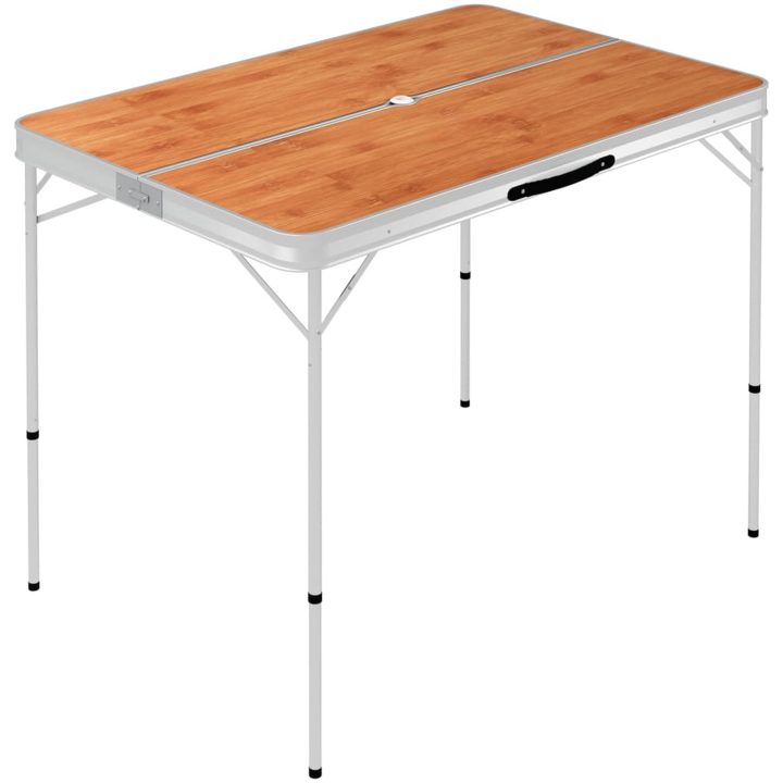 Hopfällbart campingbord med 2 bänkar aluminium brun vidaXL – bild 2