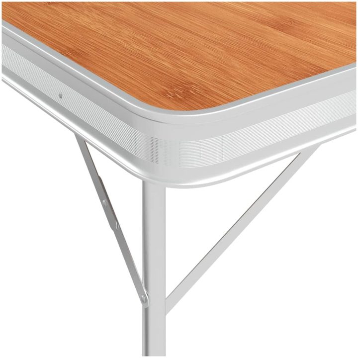 Hopfällbart campingbord med 2 bänkar aluminium brun vidaXL – bild 3