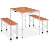 Hopfällbart campingbord med 2 bänkar aluminium brun vidaXL – miniatyr 1