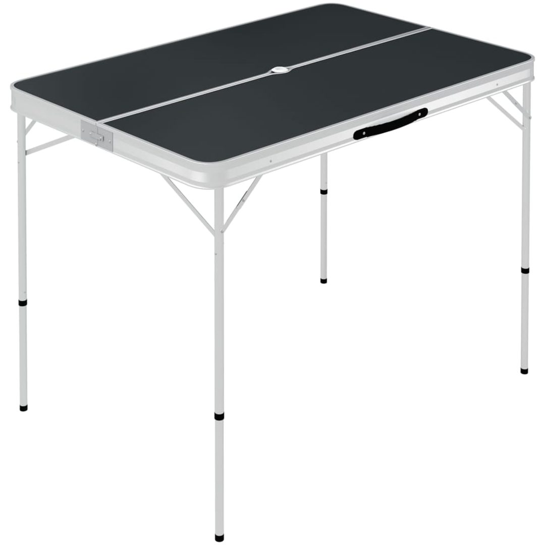 Hopfällbart campingbord med 2 bänkar aluminium grå vidaXL – bild 2