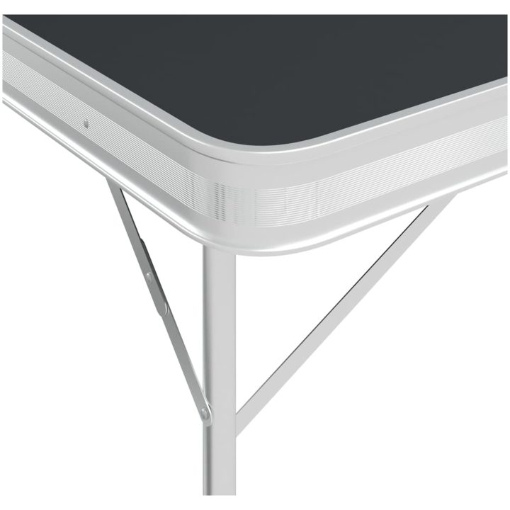 Hopfällbart campingbord med 2 bänkar aluminium grå vidaXL – bild 3