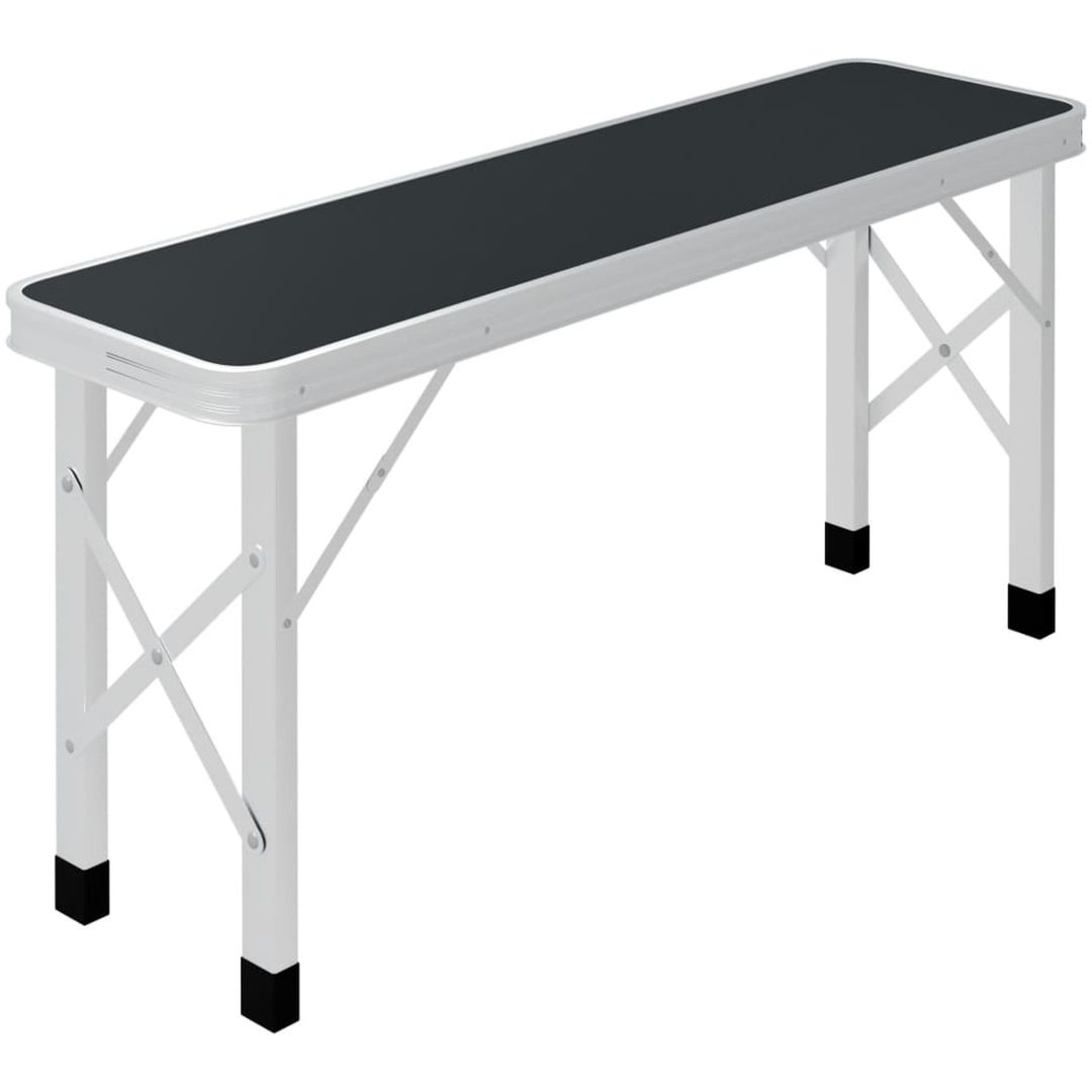Hopfällbart campingbord med 2 bänkar aluminium grå vidaXL – bild 6