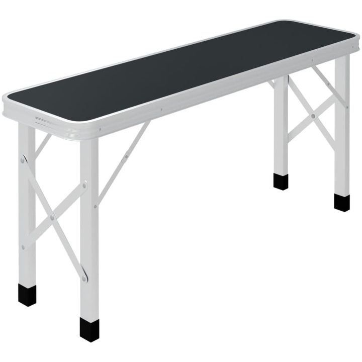 Hopfällbart campingbord med 2 bänkar aluminium grå vidaXL – bild 6