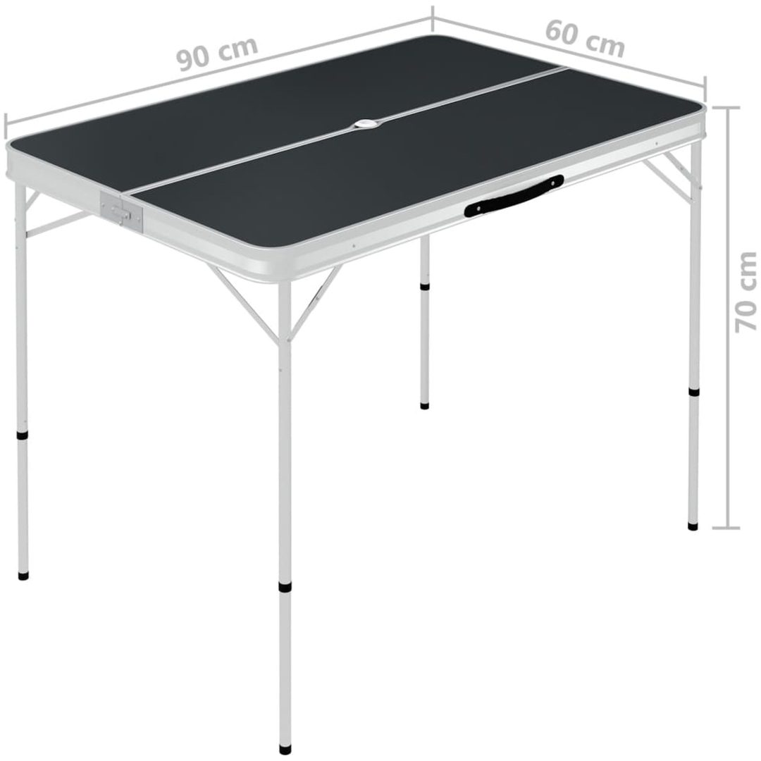 Hopfällbart campingbord med 2 bänkar aluminium grå vidaXL – bild 7