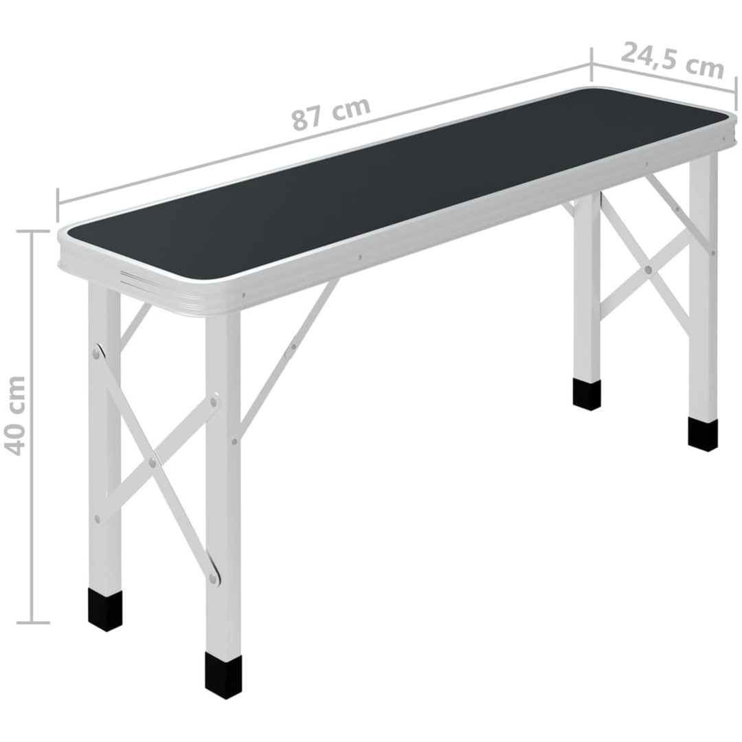 Hopfällbart campingbord med 2 bänkar aluminium grå vidaXL – bild 8