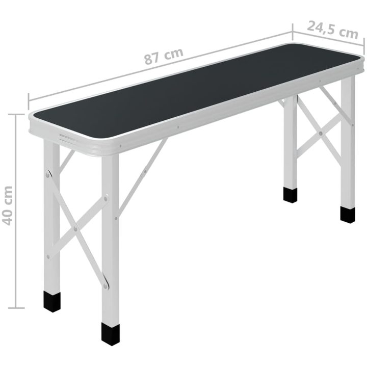 Hopfällbart campingbord med 2 bänkar aluminium grå vidaXL – bild 8