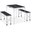 Hopfällbart campingbord med 2 bänkar aluminium grå vidaXL – miniatyr 1