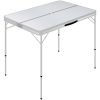 Hopfällbart campingbord med 2 bänkar aluminium vit vidaXL – miniatyr 2
