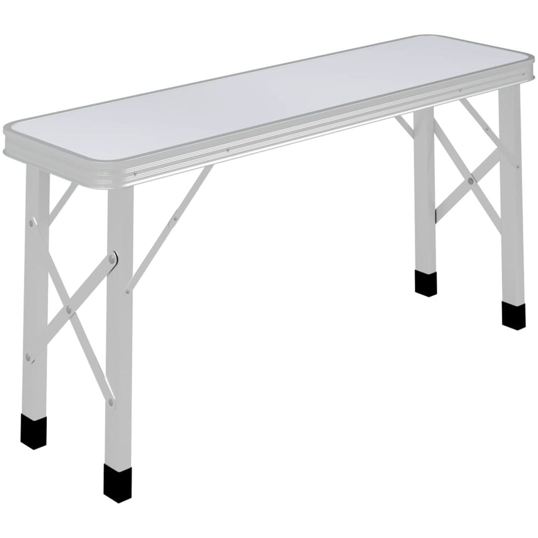 Hopfällbart campingbord med 2 bänkar aluminium vit vidaXL – bild 3